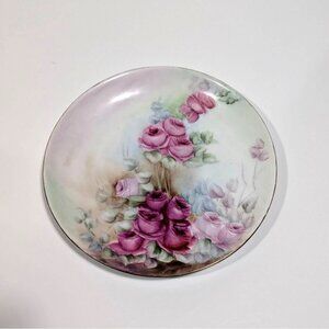 Vintage JHR Hutschenreuther Selb Bavaria Porcelain Plate With Hand-Painted Roses